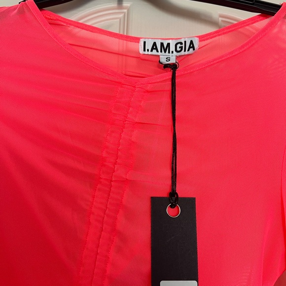 Never-worn with tags I AM GIA Mesh Pink top - Picture 2 of 3